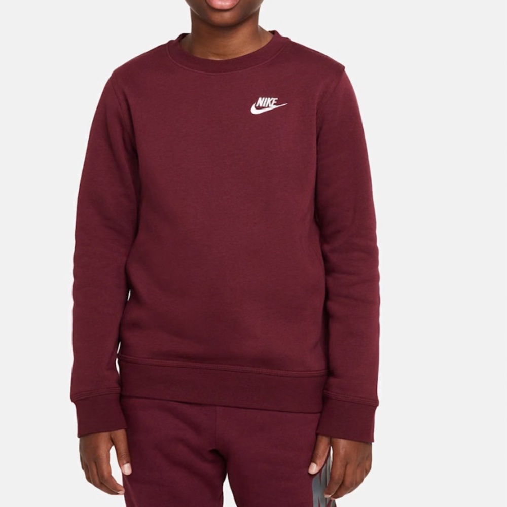 Nike Kids UNISEX Maroon Burgundy Club Crewneck Sweatshirt Size Medium